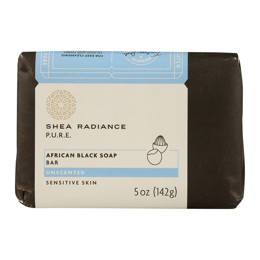 Shea Radiance African Black Soap Bar, Unscented, 5 Oz